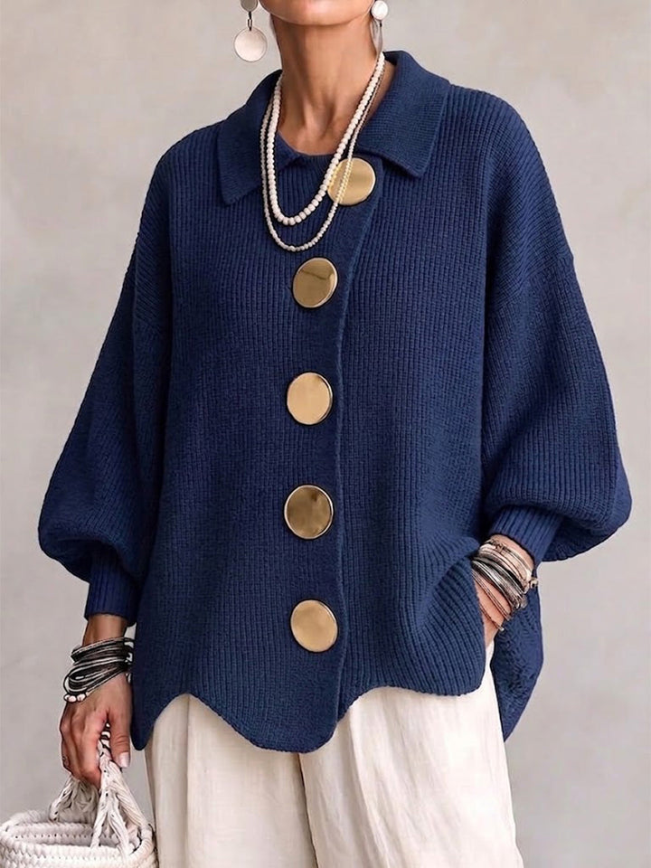 Elegant oversized-cardigan med iögonfallande knappar