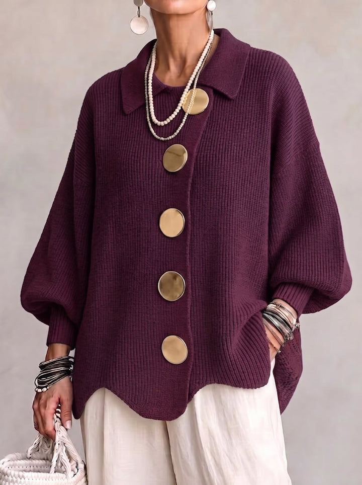 Elegant oversized-cardigan med iögonfallande knappar