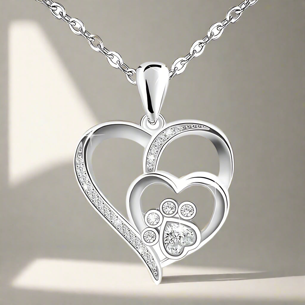 Tass & Hjärta Halsband i sterlingsilver med zirkonia