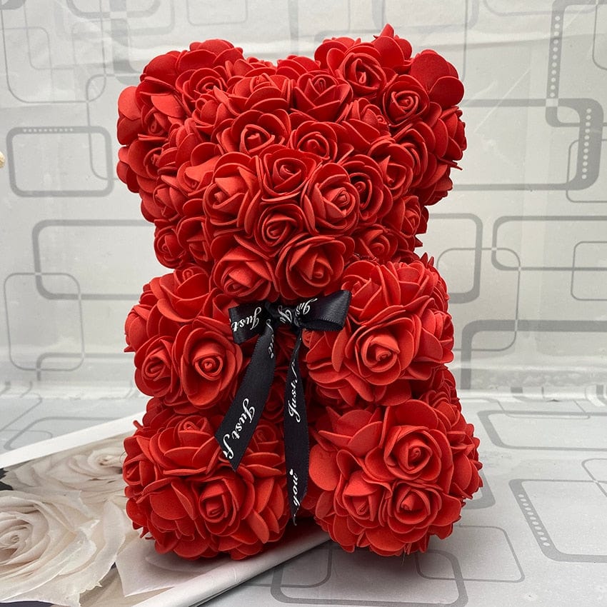 PetalCuddle evig rosbjörn | Romantisk gosedjur av konstblommor för morsdag och firanden