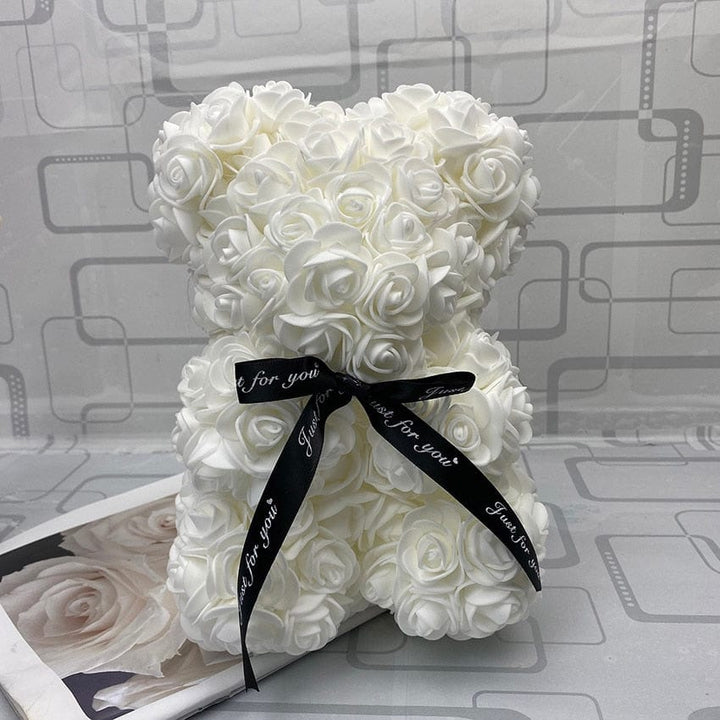 PetalCuddle evig rosbjörn | Romantisk gosedjur av konstblommor för morsdag och firanden