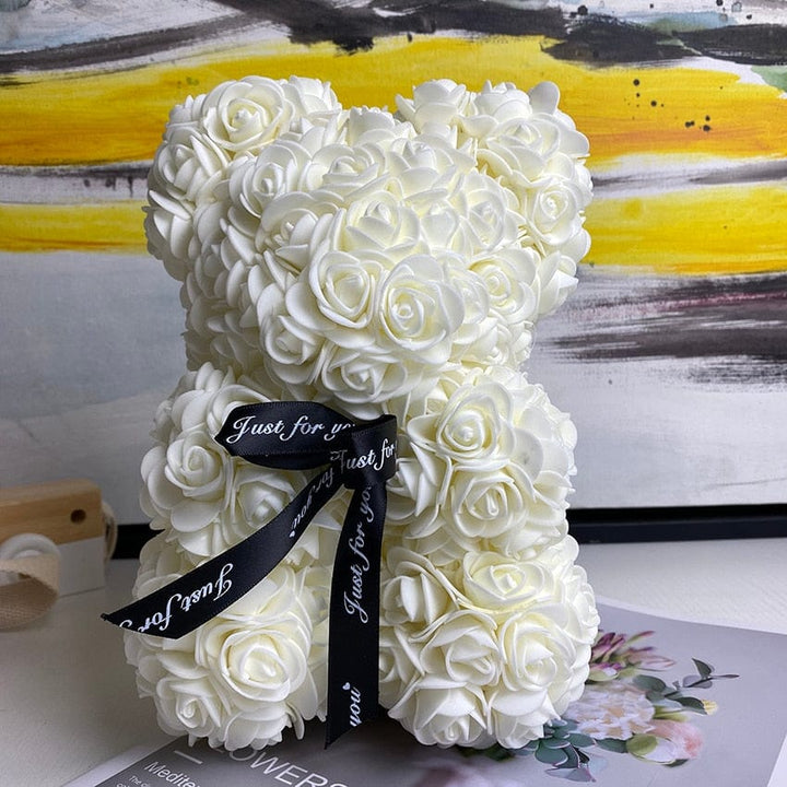 PetalCuddle evig rosbjörn | Romantisk gosedjur av konstblommor för morsdag och firanden