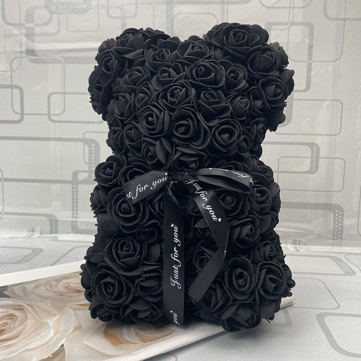 PetalCuddle evig rosbjörn | Romantisk gosedjur av konstblommor för morsdag och firanden