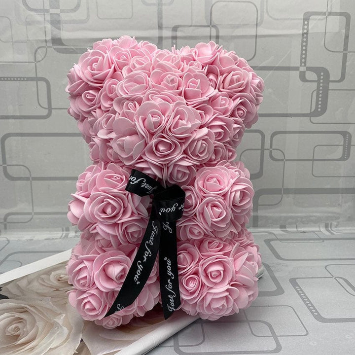 PetalCuddle evig rosbjörn | Romantisk gosedjur av konstblommor för morsdag och firanden