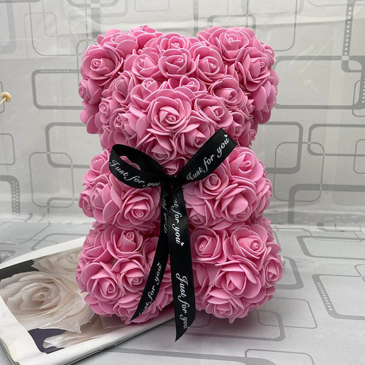 PetalCuddle evig rosbjörn | Romantisk gosedjur av konstblommor för morsdag och firanden