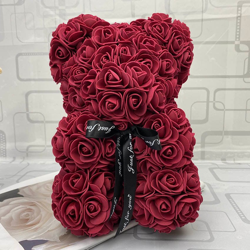 PetalCuddle evig rosbjörn | Romantisk gosedjur av konstblommor för morsdag och firanden