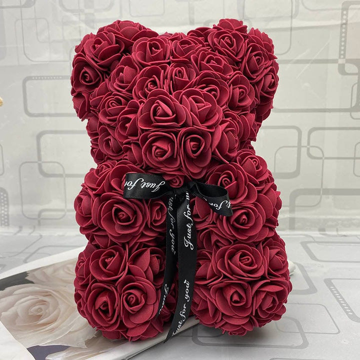 PetalCuddle evig rosbjörn | Romantisk gosedjur av konstblommor för morsdag och firanden