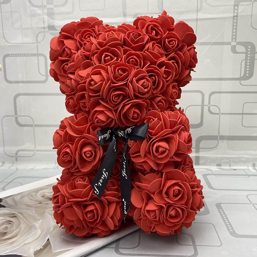 PetalCuddle evig rosbjörn | Romantisk gosedjur av konstblommor för morsdag och firanden