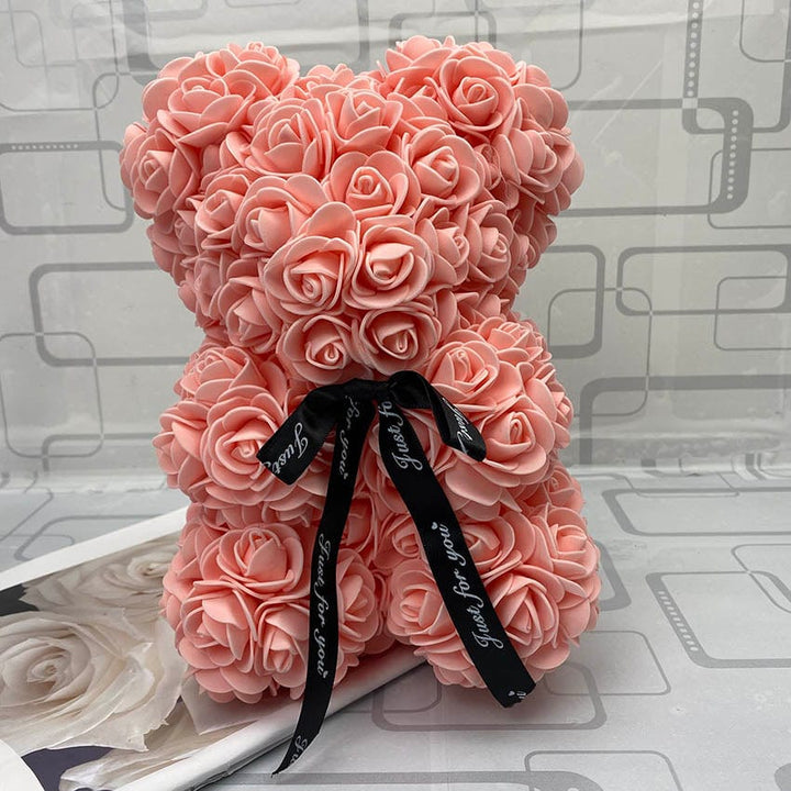 PetalCuddle evig rosbjörn | Romantisk gosedjur av konstblommor för morsdag och firanden