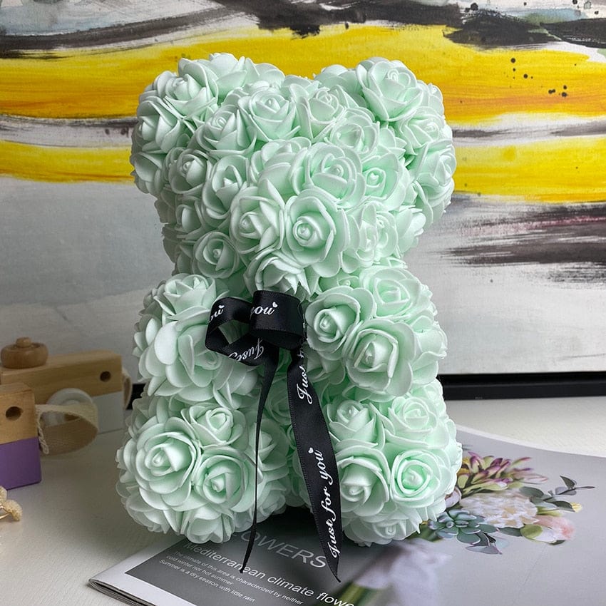 PetalCuddle evig rosbjörn | Romantisk gosedjur av konstblommor för morsdag och firanden