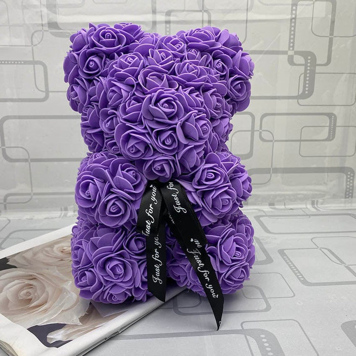 PetalCuddle evig rosbjörn | Romantisk gosedjur av konstblommor för morsdag och firanden