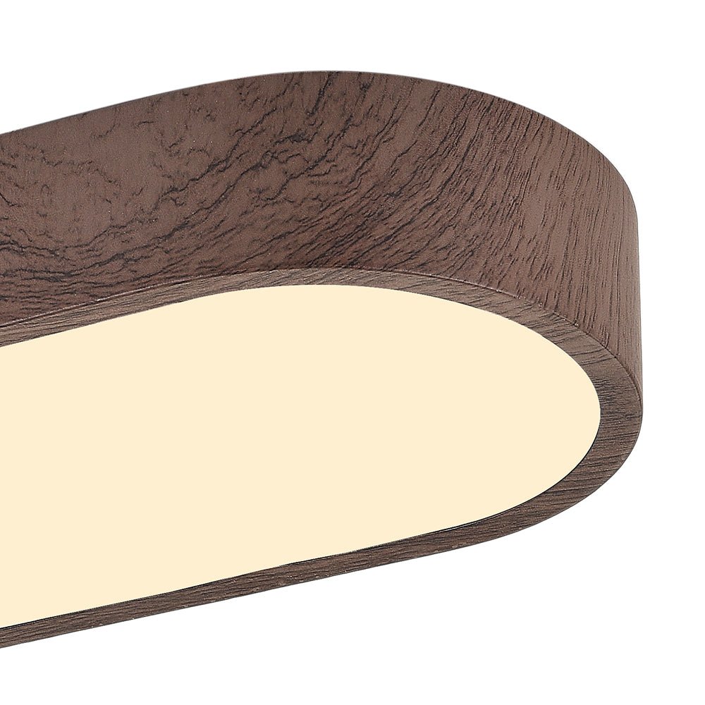 Oval LED-taklampa Nordic Glow med träaccent