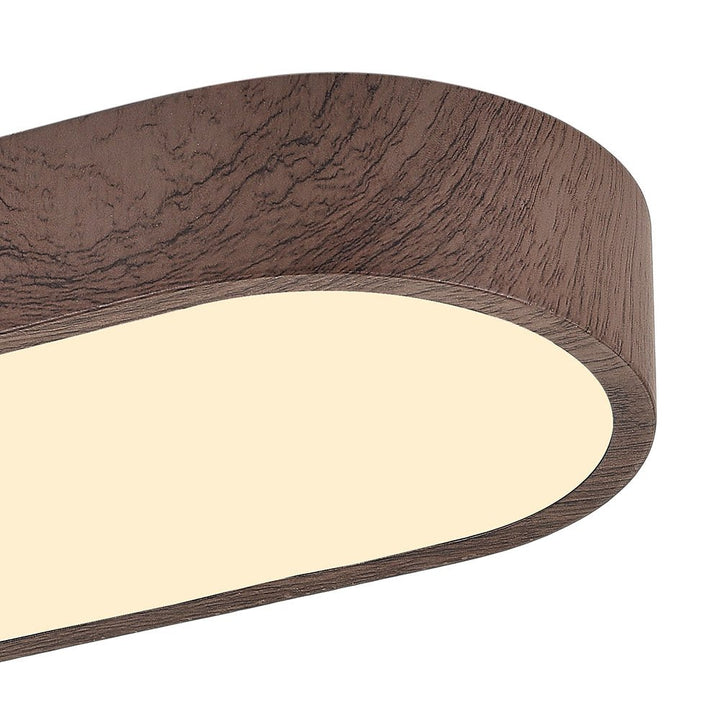 Oval LED-taklampa Nordic Glow med träaccent