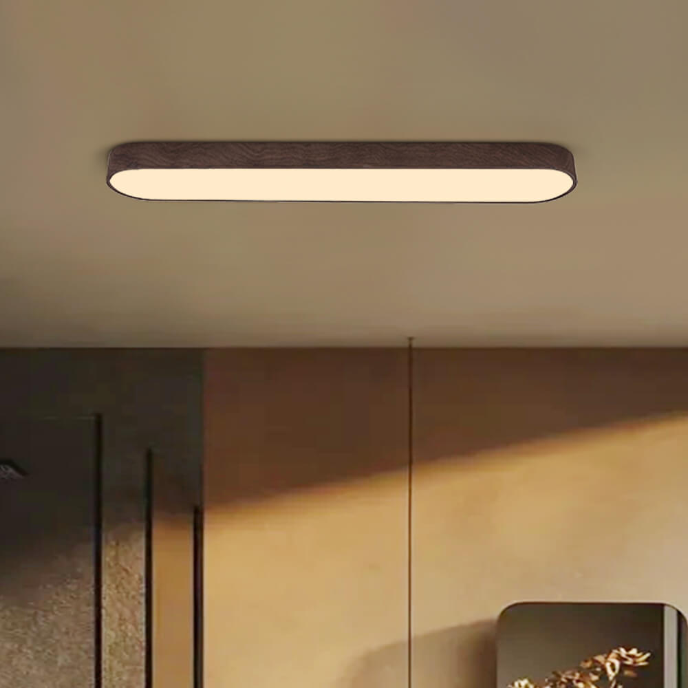 Oval LED-taklampa Nordic Glow med träaccent