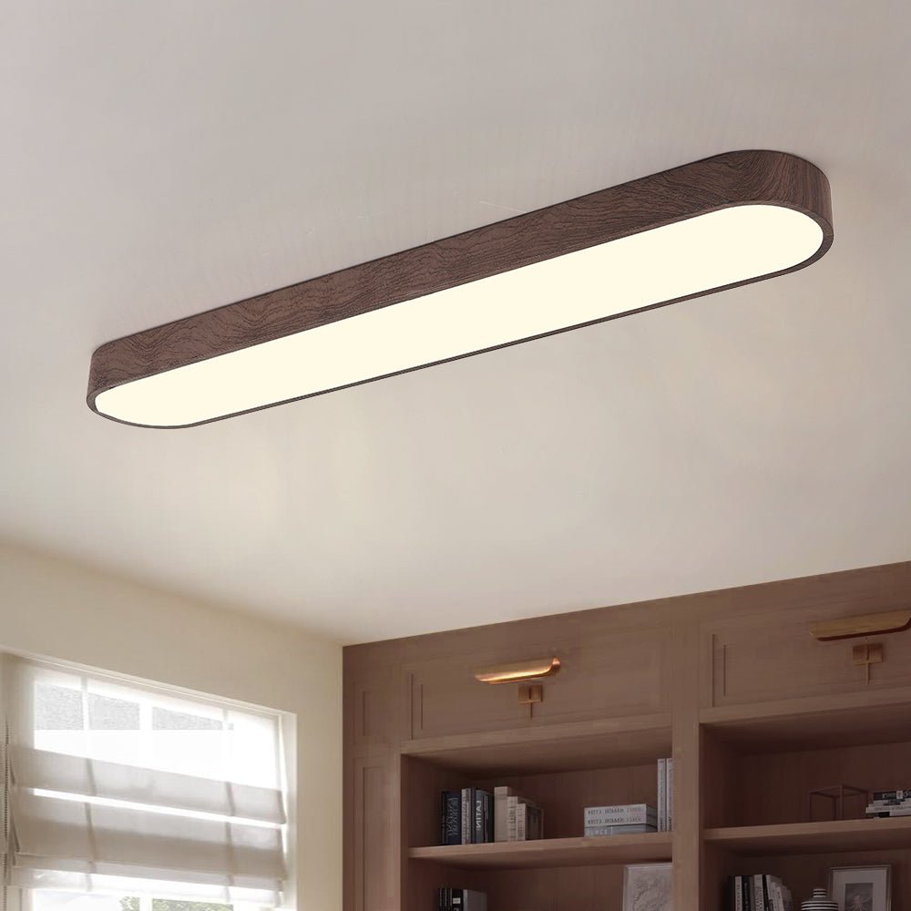 Oval LED-taklampa Nordic Glow med träaccent