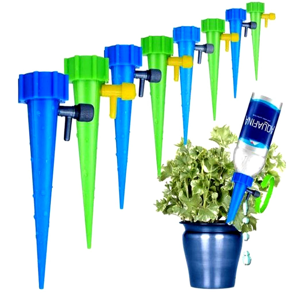 Automatiske vanningspiker for planter (12-pakning) – Justerbar strømning for hagen