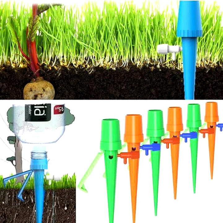 Automatiske vanningspiker for planter (12-pakning) – Justerbar strømning for hagen