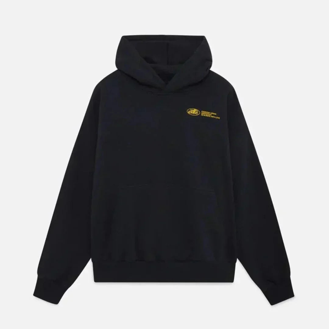 Varm höstmysig hoodie med ryggtryck – Love