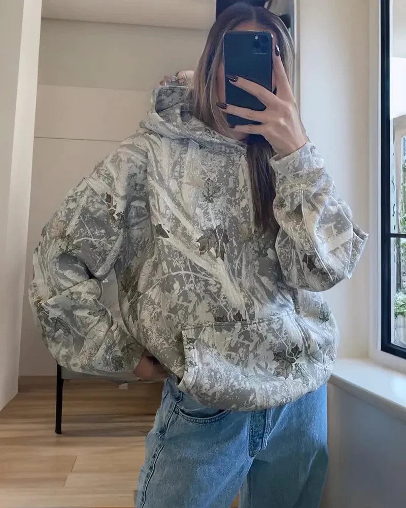 Varm höstmysig hoodie med ryggtryck – Love