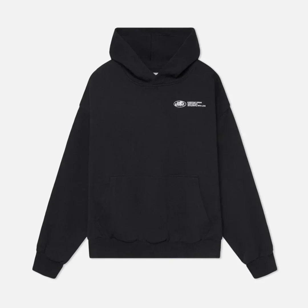 Varm höstmysig hoodie med ryggtryck – Love
