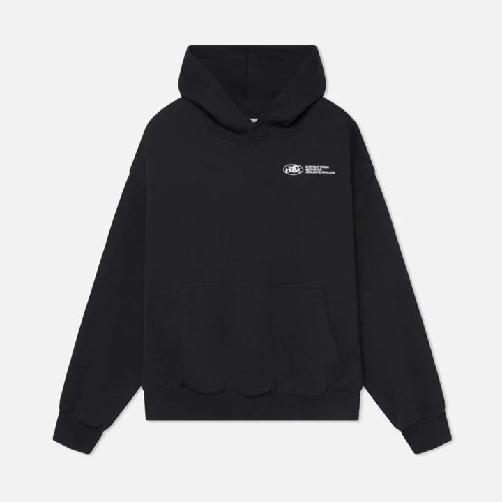 Varm höstmysig hoodie med ryggtryck – Love
