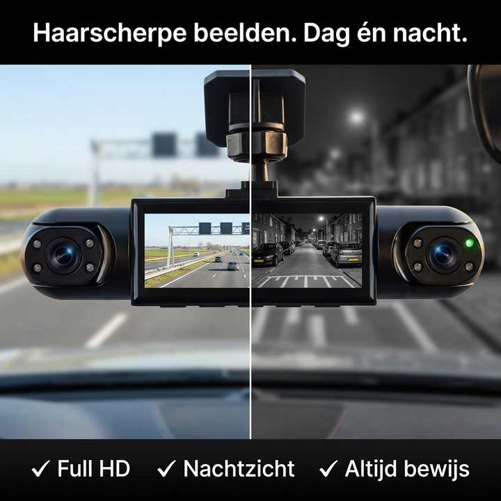 360°-dashcam med 4 kameror, GPS‑tidsstämpel och mörkerseende