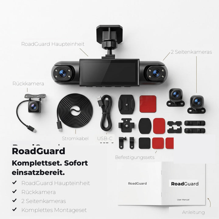 4-kanals dashcam med mörkerseende, GPS och 360°-täckning