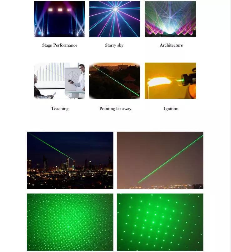 Laddningsbar grön laserpekare med lång räckvidd och hög precision