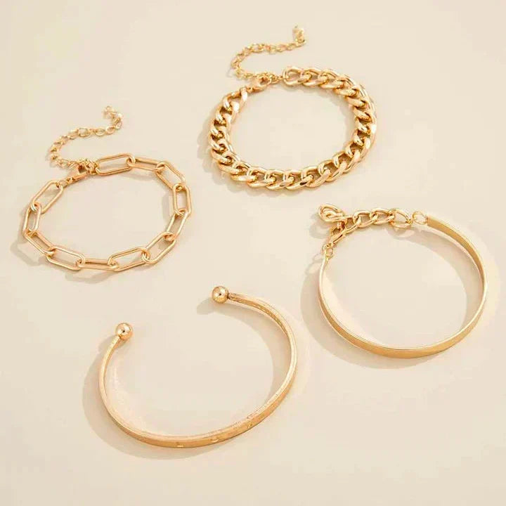 Elegant armbandsset i guld med förfinade detaljer