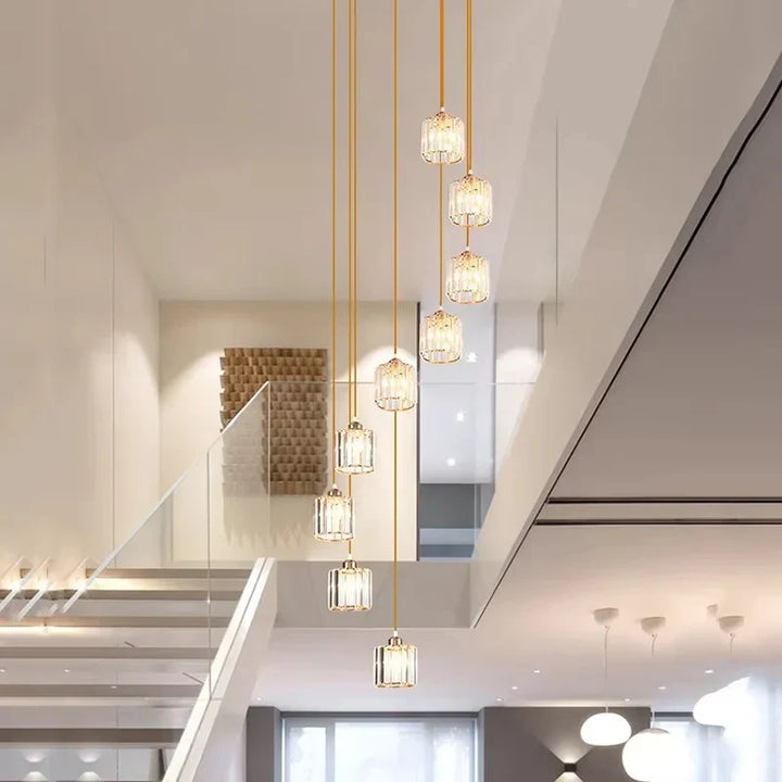 Lång Glasljuskrona för Trappor och Entréer