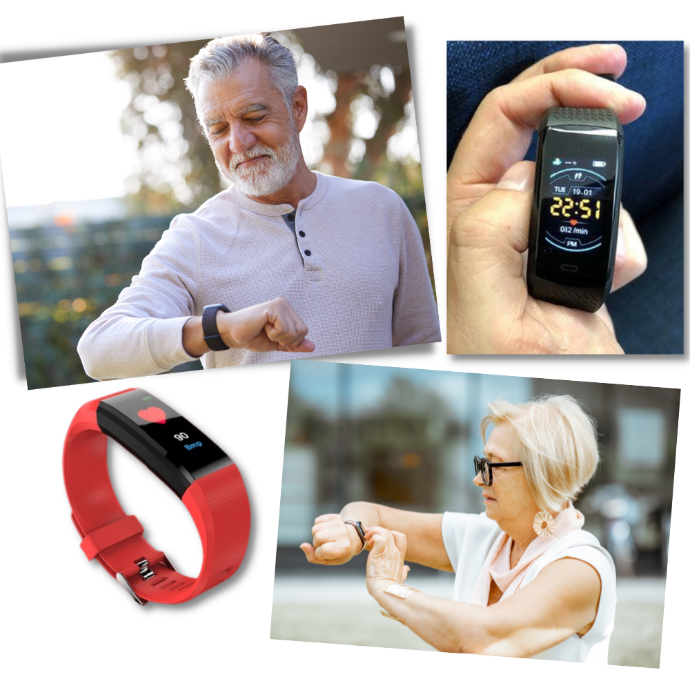 Smartwatch för seniorer med mätning av puls och blodtryck | Karnz