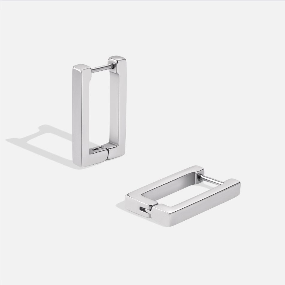 Eleganta rektangulära silverörhängen