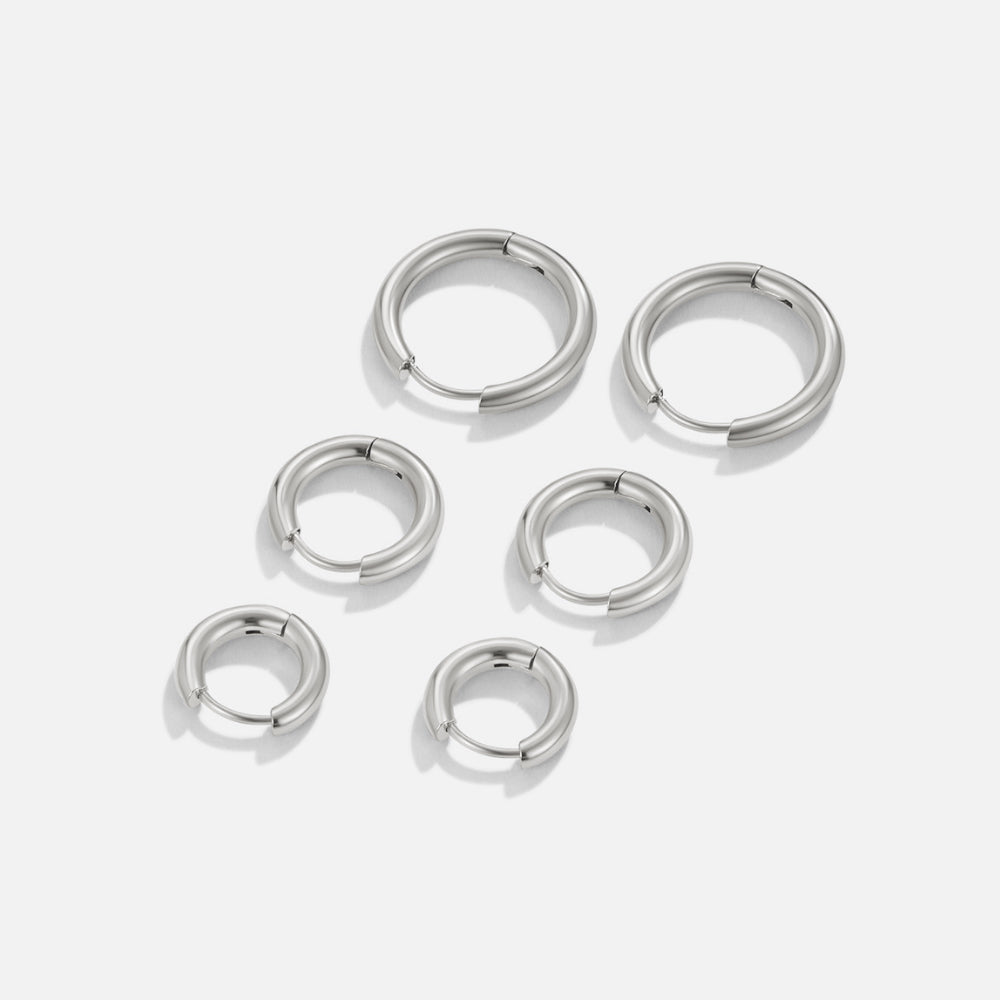 Silverset med tre mini-creoler