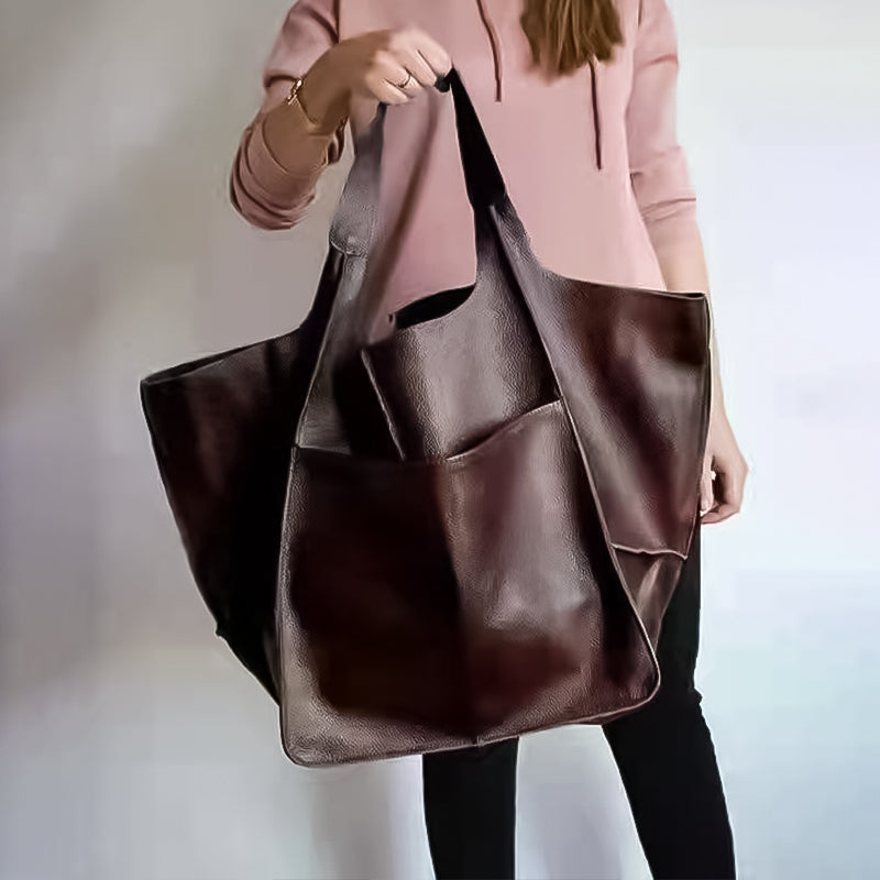 Overdimensioneret vintage skuldertaske i syntetisk stof til damer
