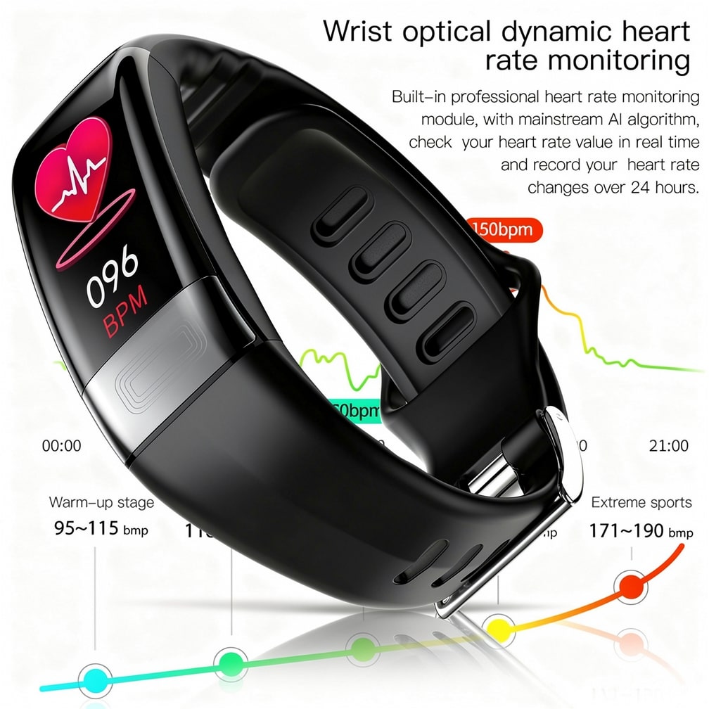 Smartklocka med EKG, pulsmätning, blodtrycksmätning och sömnövervakning för kvinnor och män | Fitnessarmband | Vitaro