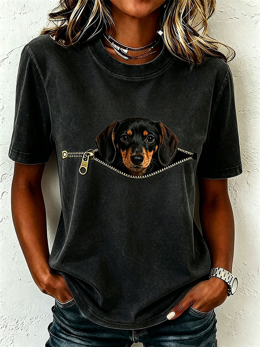 Kortärmad t-shirt med tecktryck