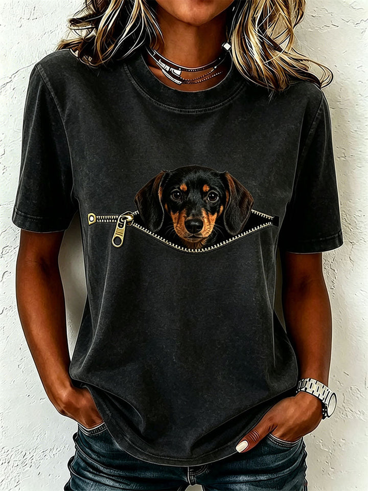Kortärmad t-shirt med tecktryck