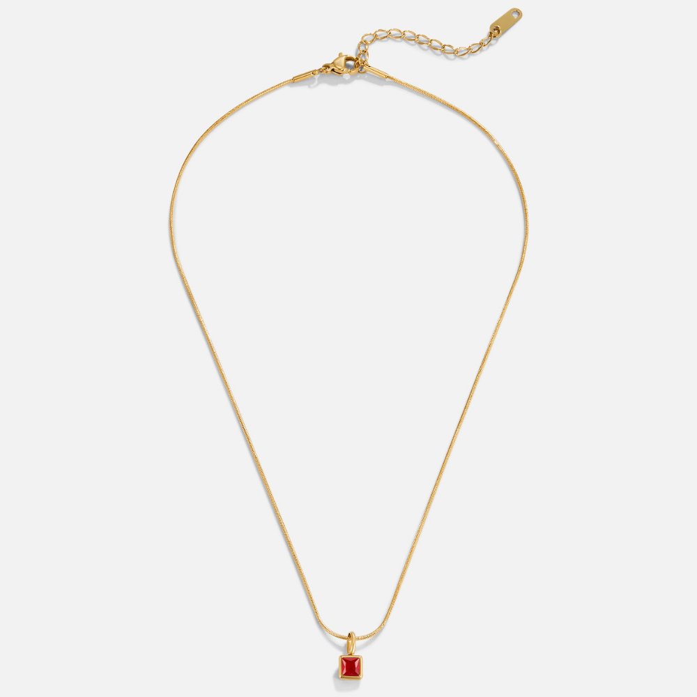 Halsband med fyrkantigt hänge och födelsesten