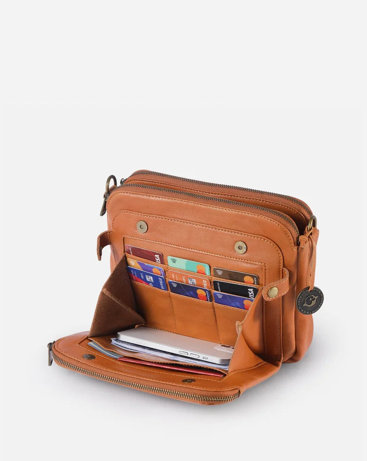 Elegant crossbody-väska i läder - raffinemang & utrymme