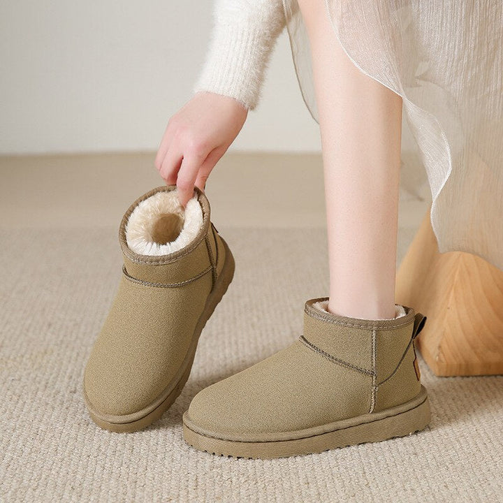 Eleganta vinterankelboots med päls för kvinnor