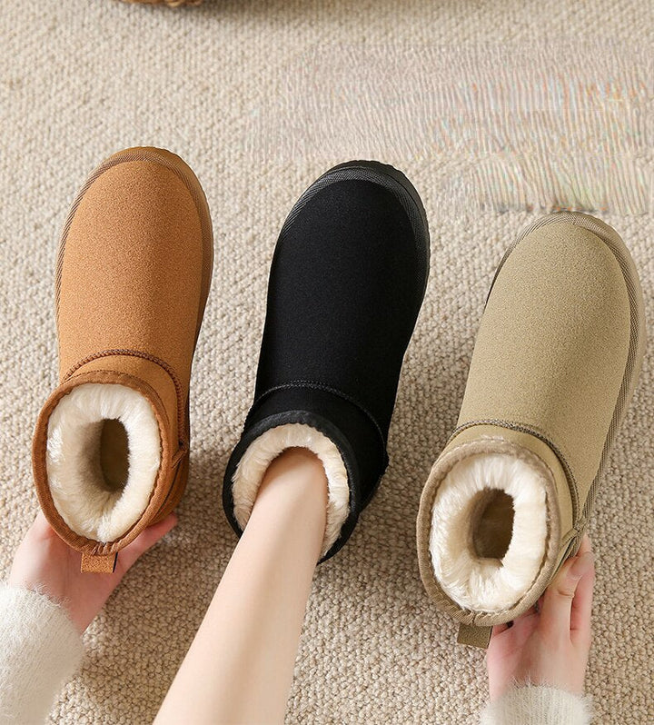 Eleganta vinterankelboots med päls för kvinnor