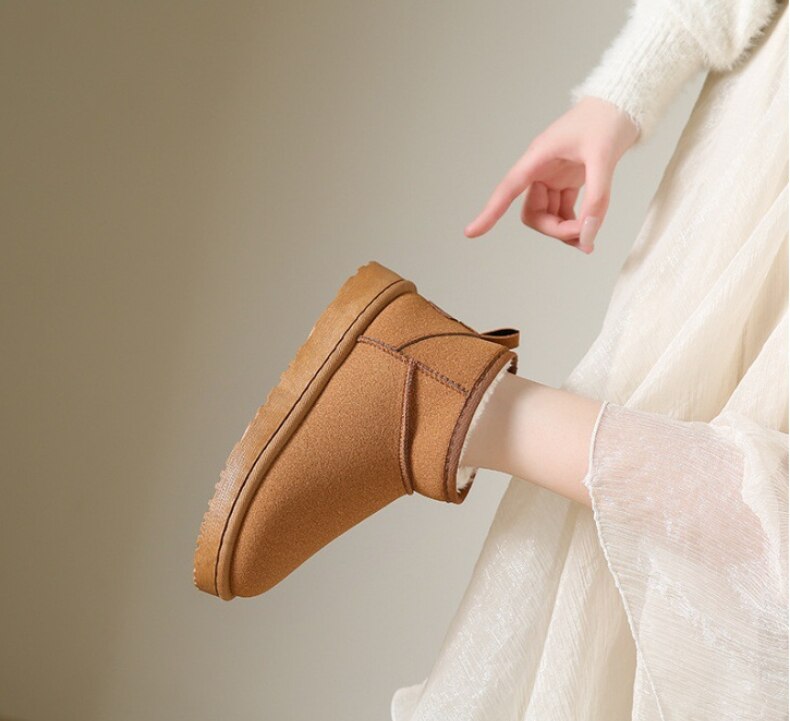 Eleganta vinterankelboots med päls för kvinnor