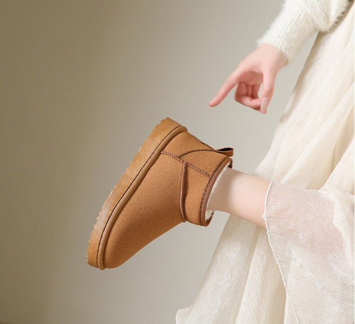 Eleganta vinterankelboots med päls för kvinnor