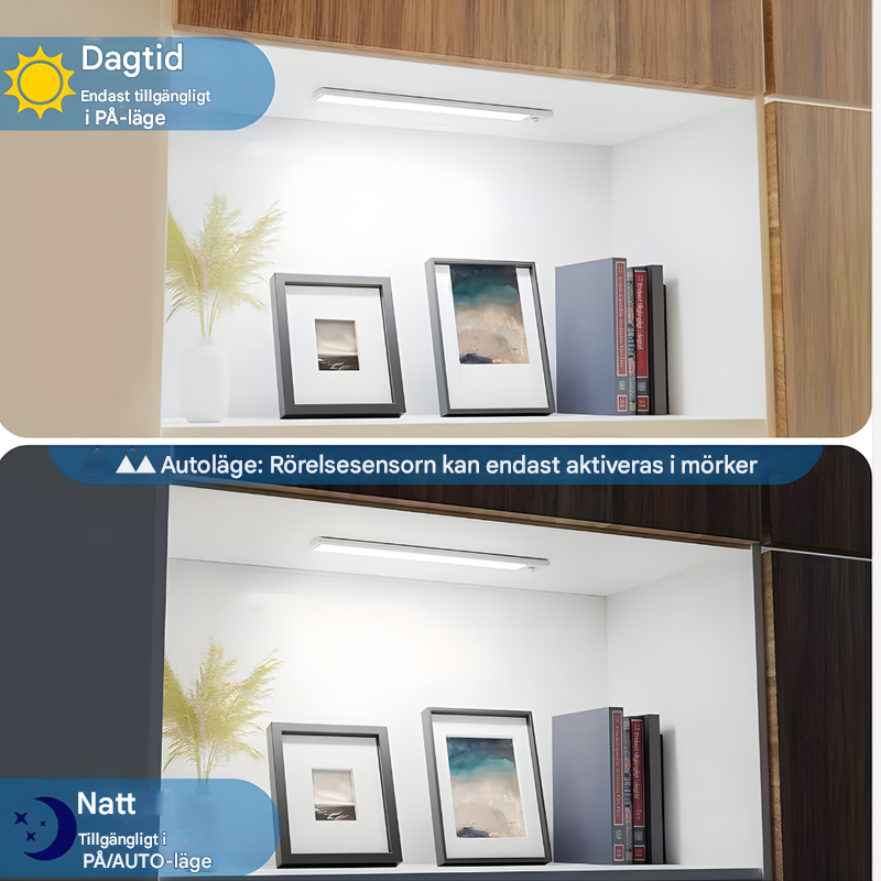 Genopladelige LED-lys i garderoben med sensor