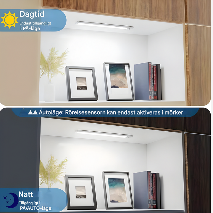 Genopladelige LED-lys i garderoben med sensor