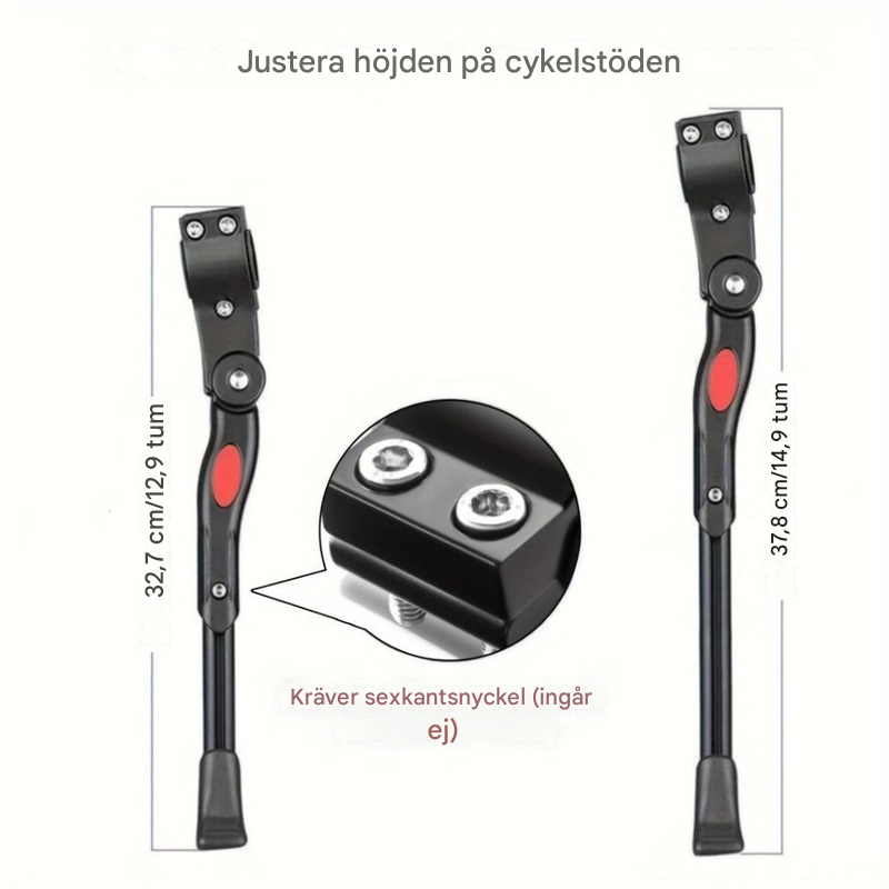 Justerbart cykelstöd på sidan
