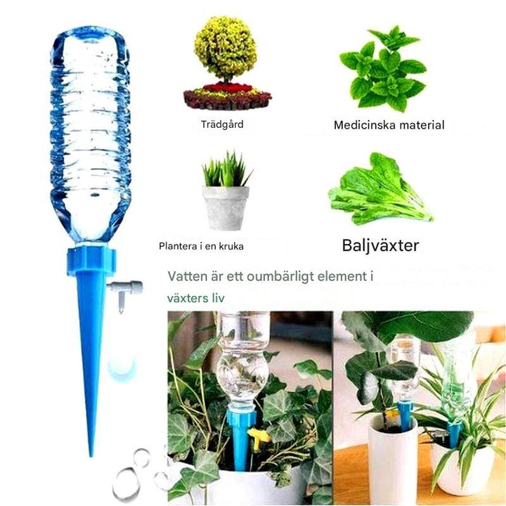 Automatiske vanningspiker for planter (12-pakning) – Justerbar strømning for hagen