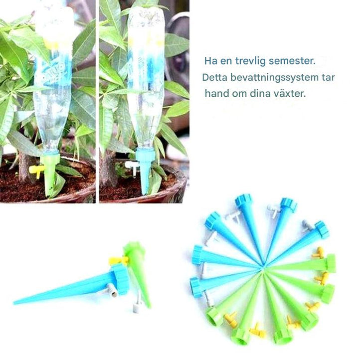 Automatiske vanningspiker for planter (12-pakning) – Justerbar strømning for hagen