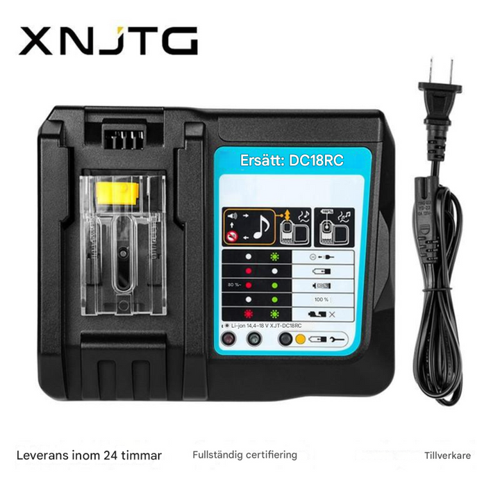 2×8,0 Ah 18V reservbatterier + laddare