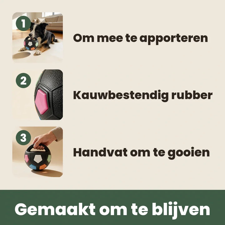 Oförstörbar hundboll för kraftiga tuggare